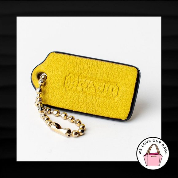 1.5″ Small COACH MUSTARD YELLOW LEATHER KEY FOB